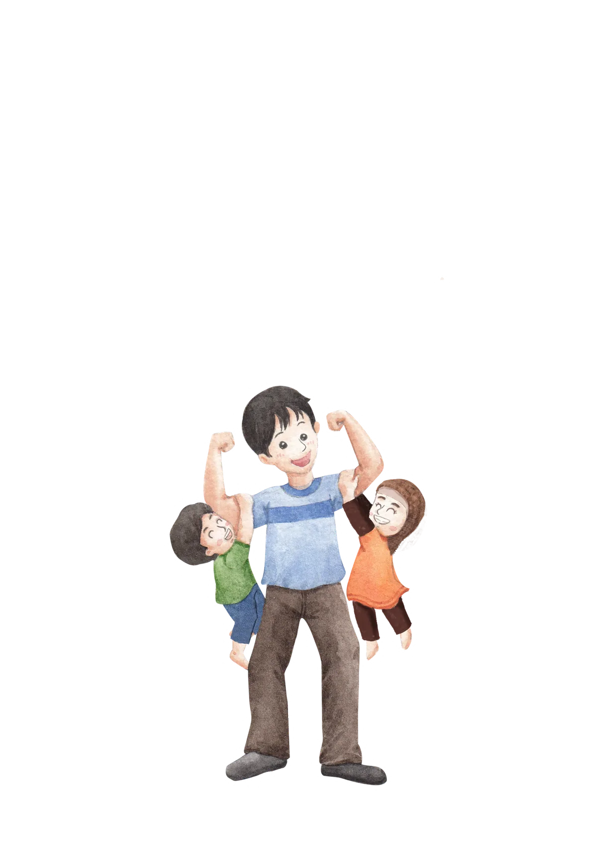 Ayah bermain bersama dua anaknya