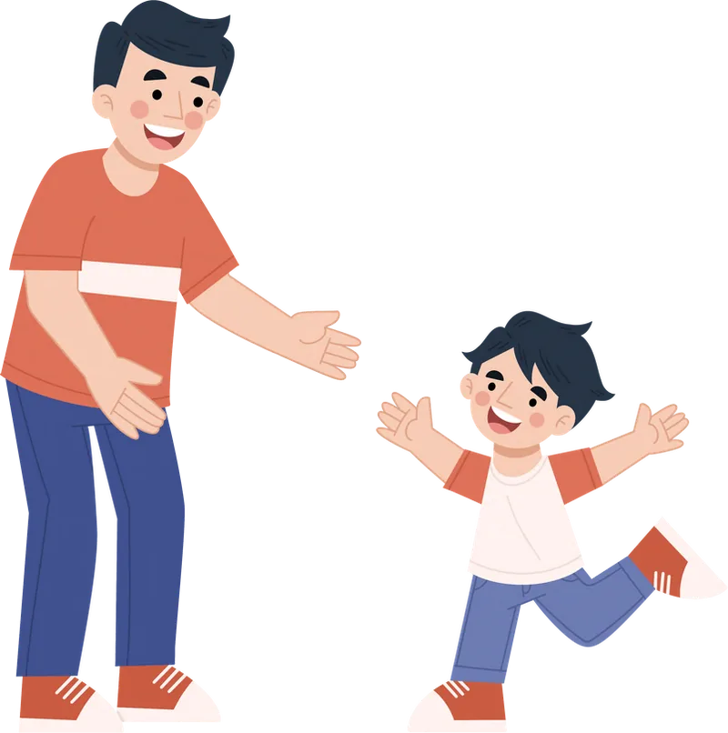 Anak berlari menyambut ayah pulang kerja