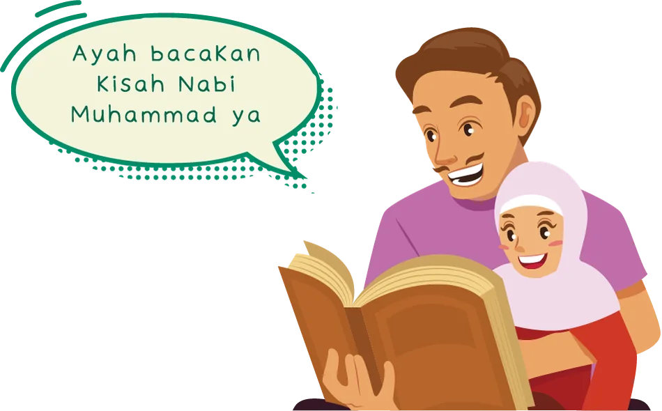 Ayah membacakan kisah untuk putrinya sebelum tidur