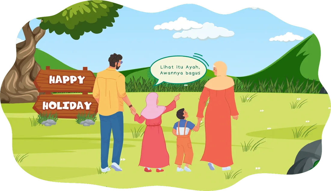 Ayah dan anak menikmati waktu bersama