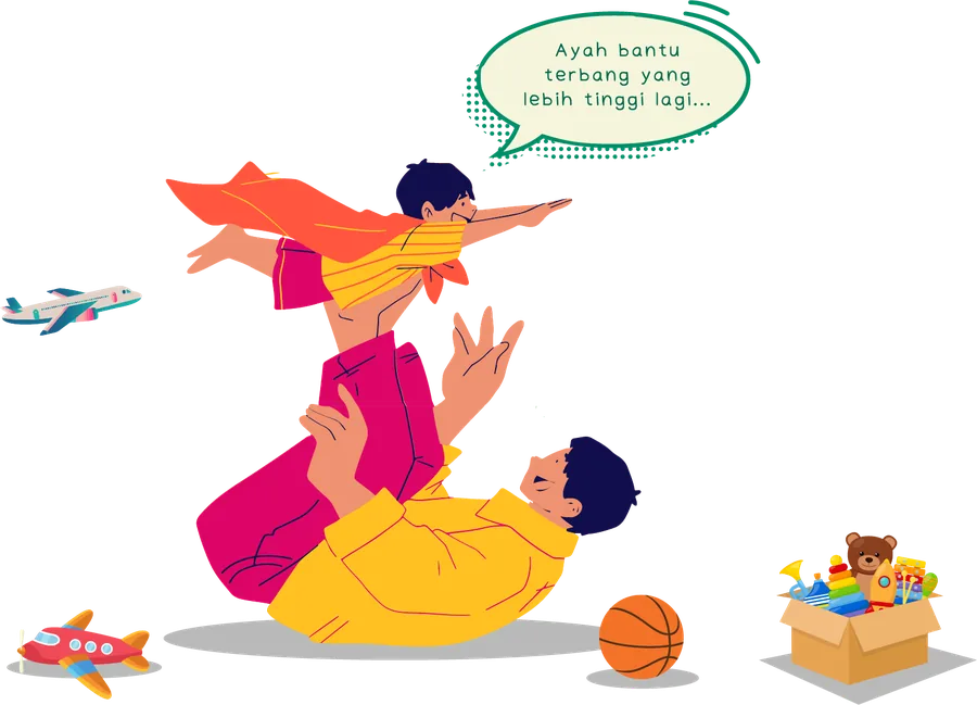 Ayah membantu anaknya terbang lebih tinggi